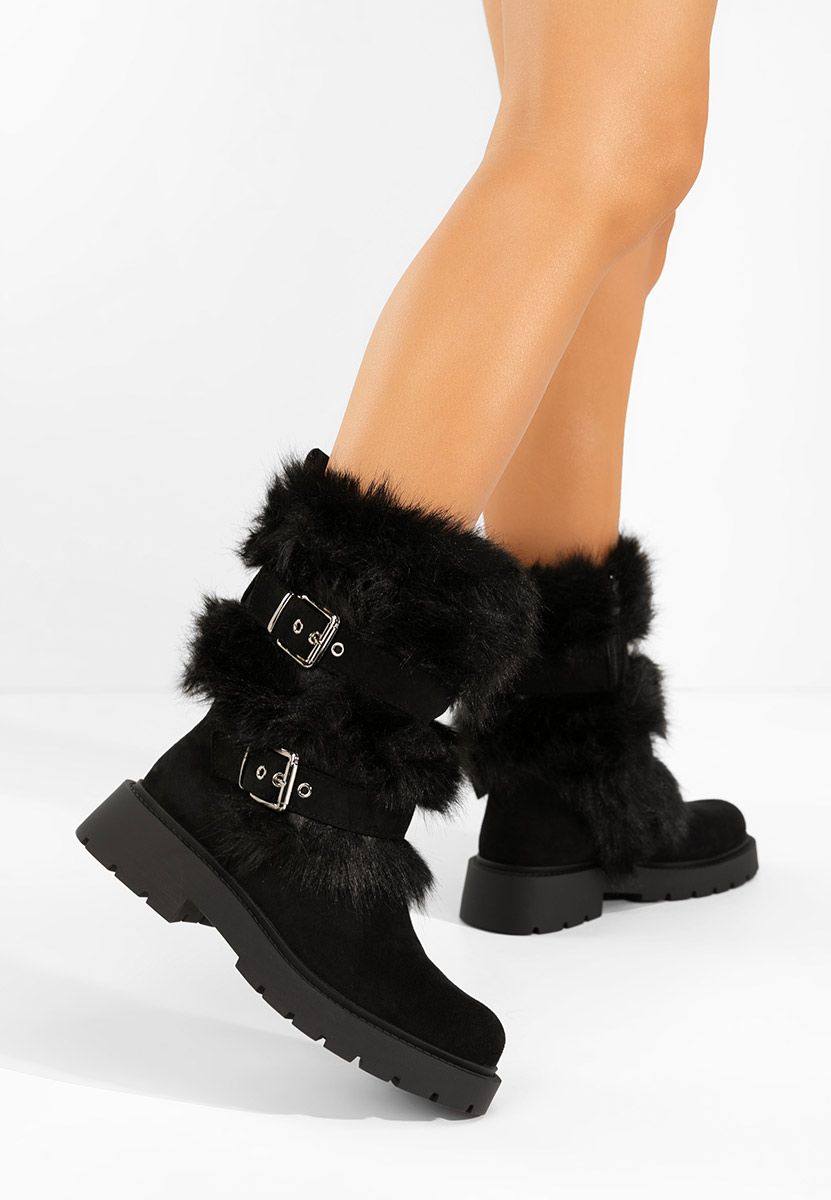 Czarne zimowe buty damskie Nelisia