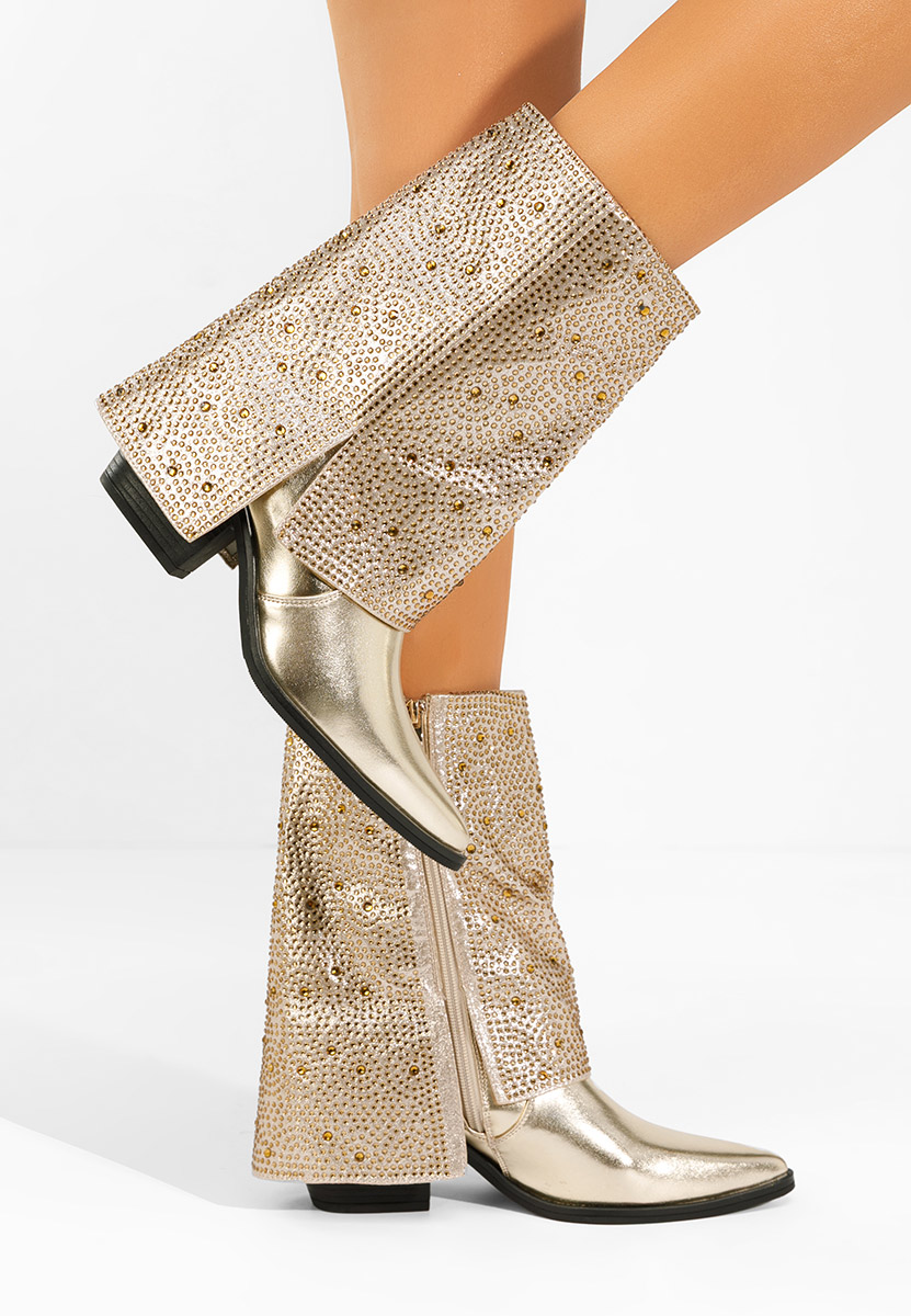 Złote kozaki damskie Zafira