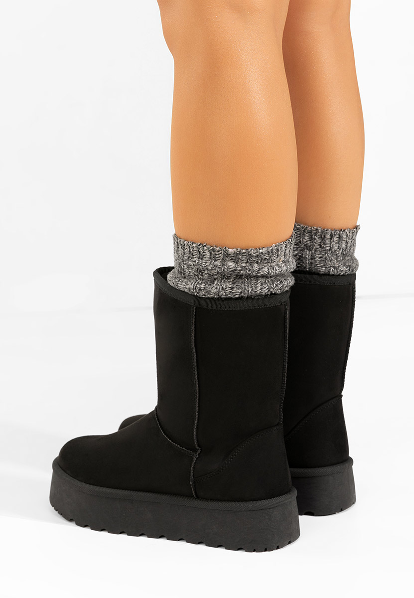 Czarne śniegowce damskie na platformie Luisana