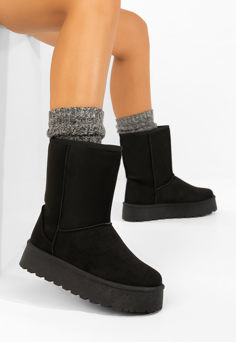 Czarne śniegowce damskie na platformie Luisana