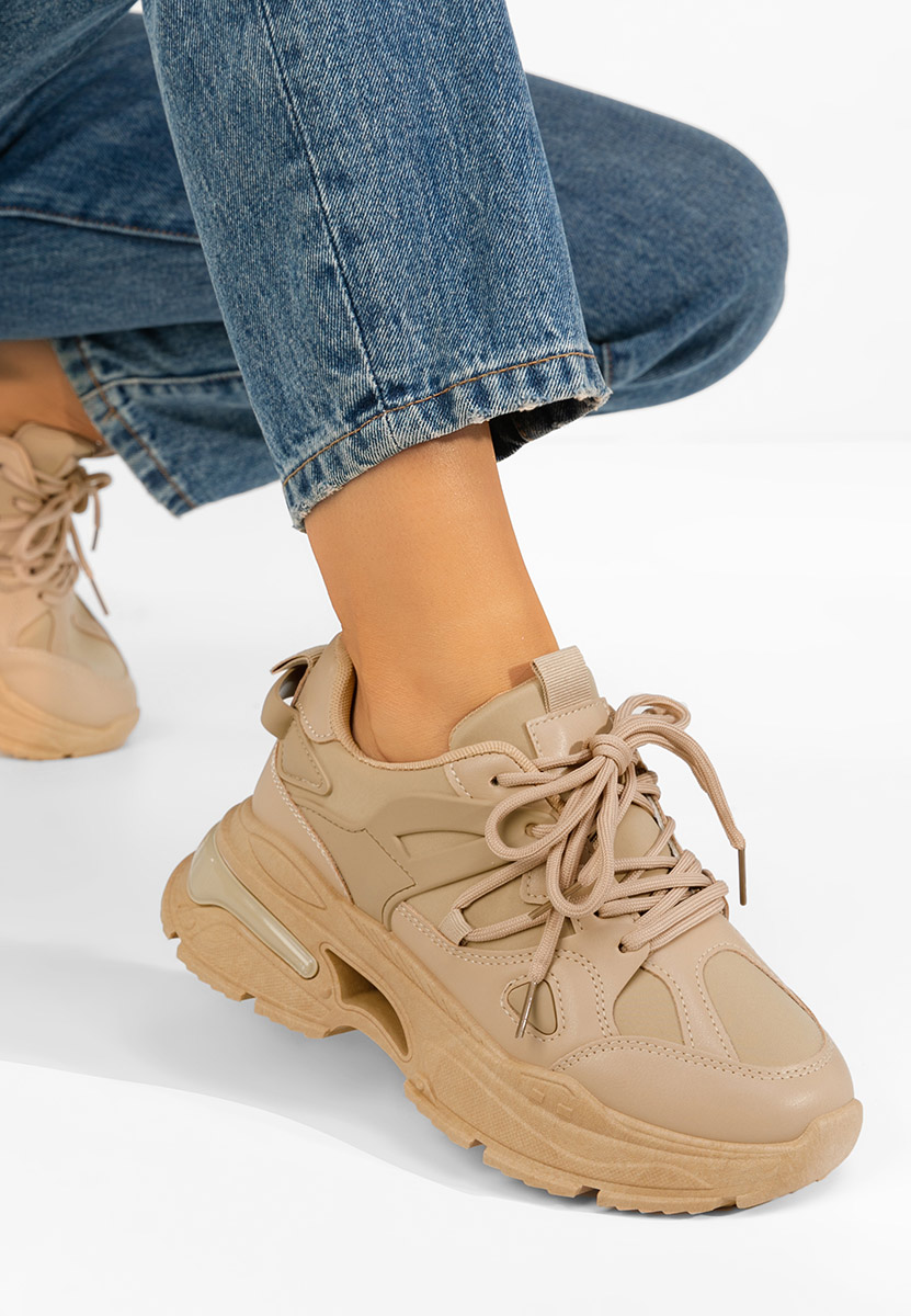 Khaki sneakersy na platformie Elpida