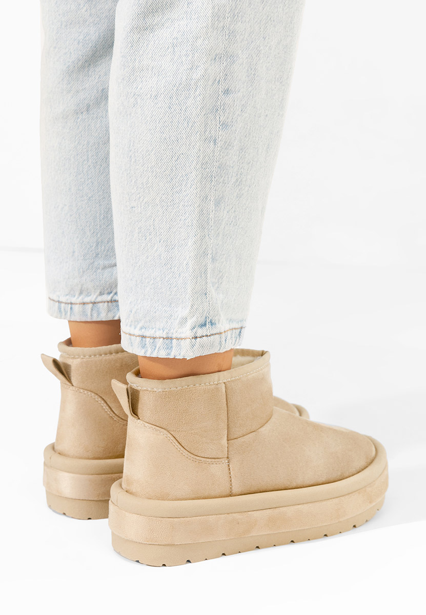 Beżowe kozaki na platformie Libby