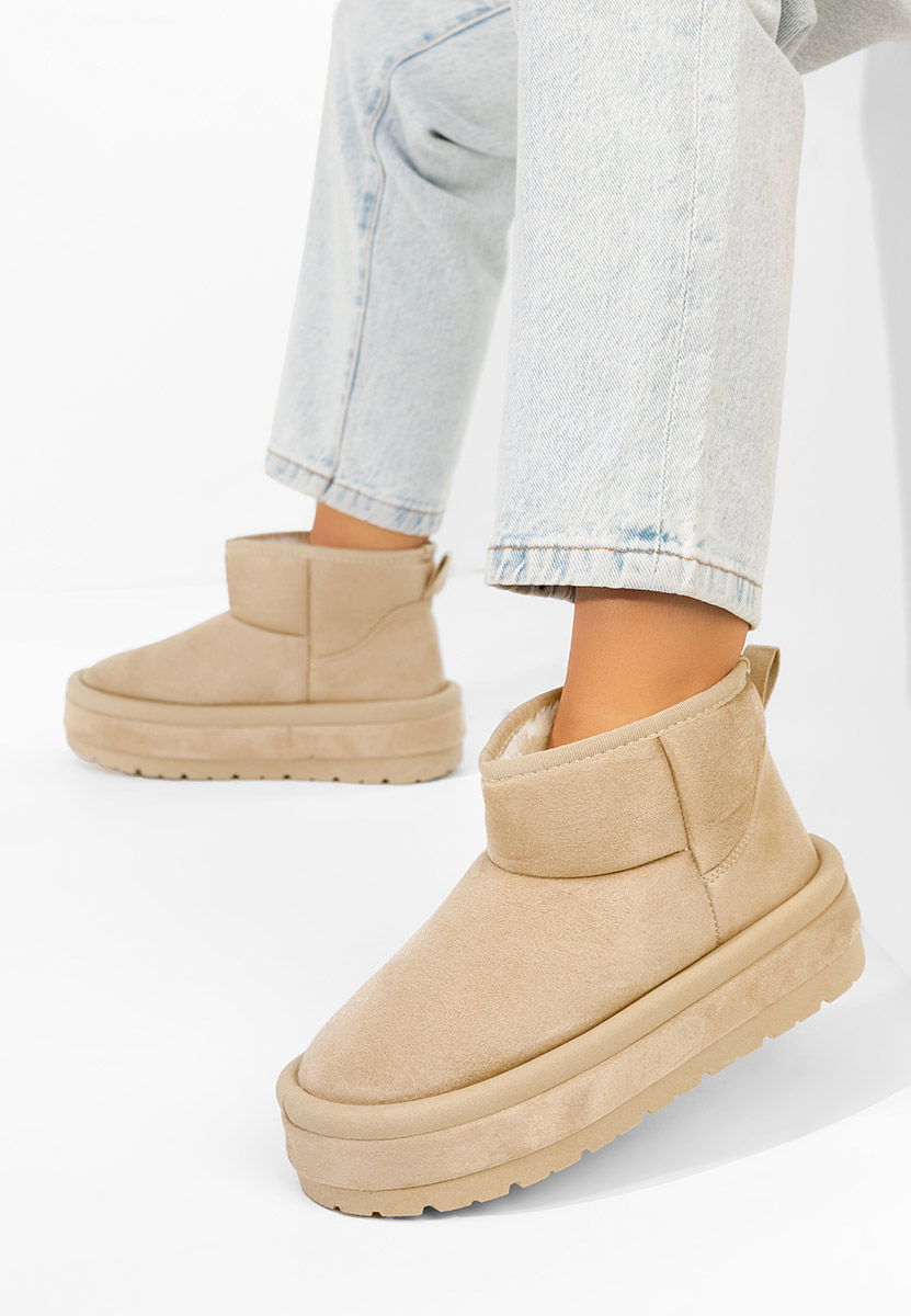 Beżowe kozaki na platformie Libby