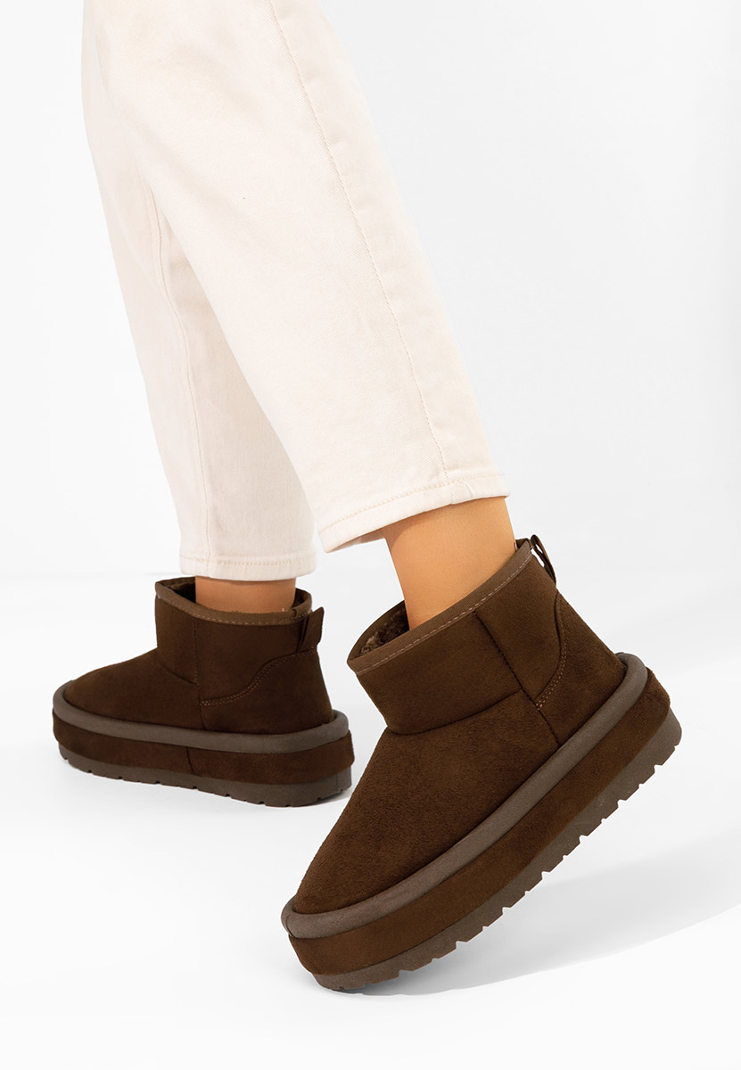 Brązowe kozaki na platformie Libby