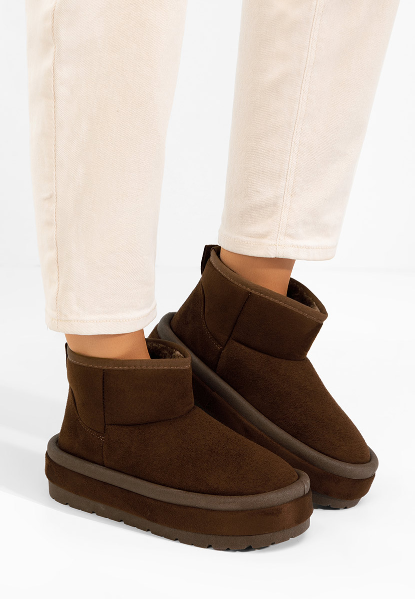 Brązowe kozaki na platformie Libby