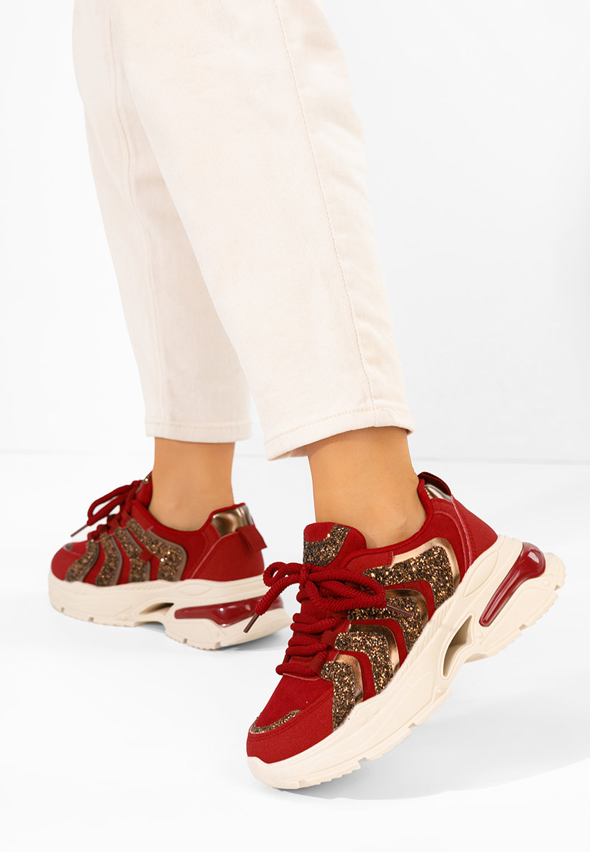 Bordowe sneakersy na platformie Rossia