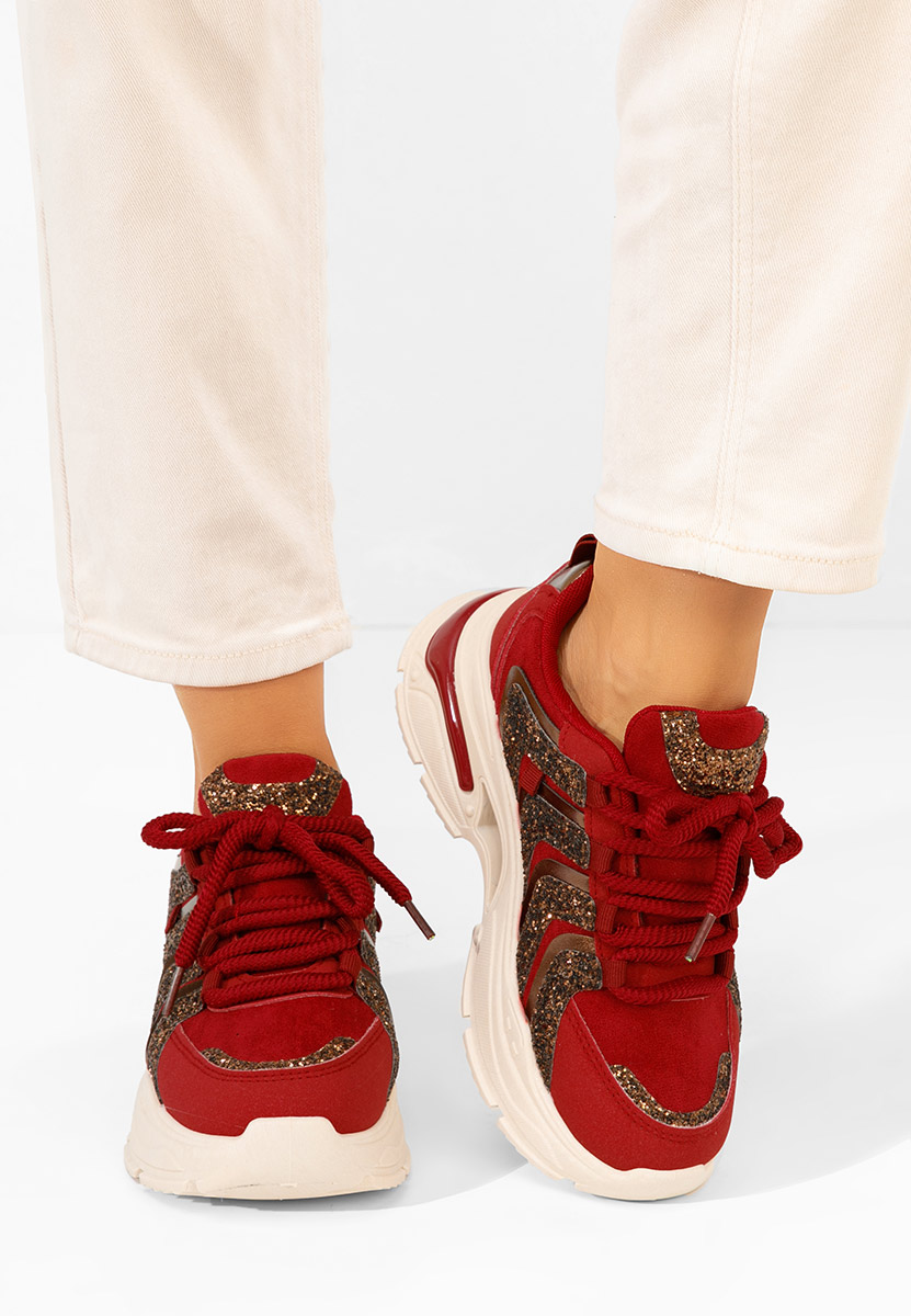 Bordowe sneakersy na platformie Rossia