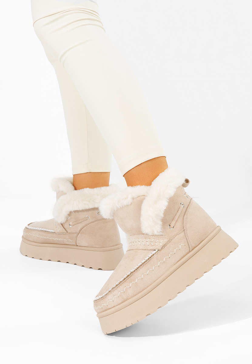 Beżowe botki damskie ocieplane Tavoria V2