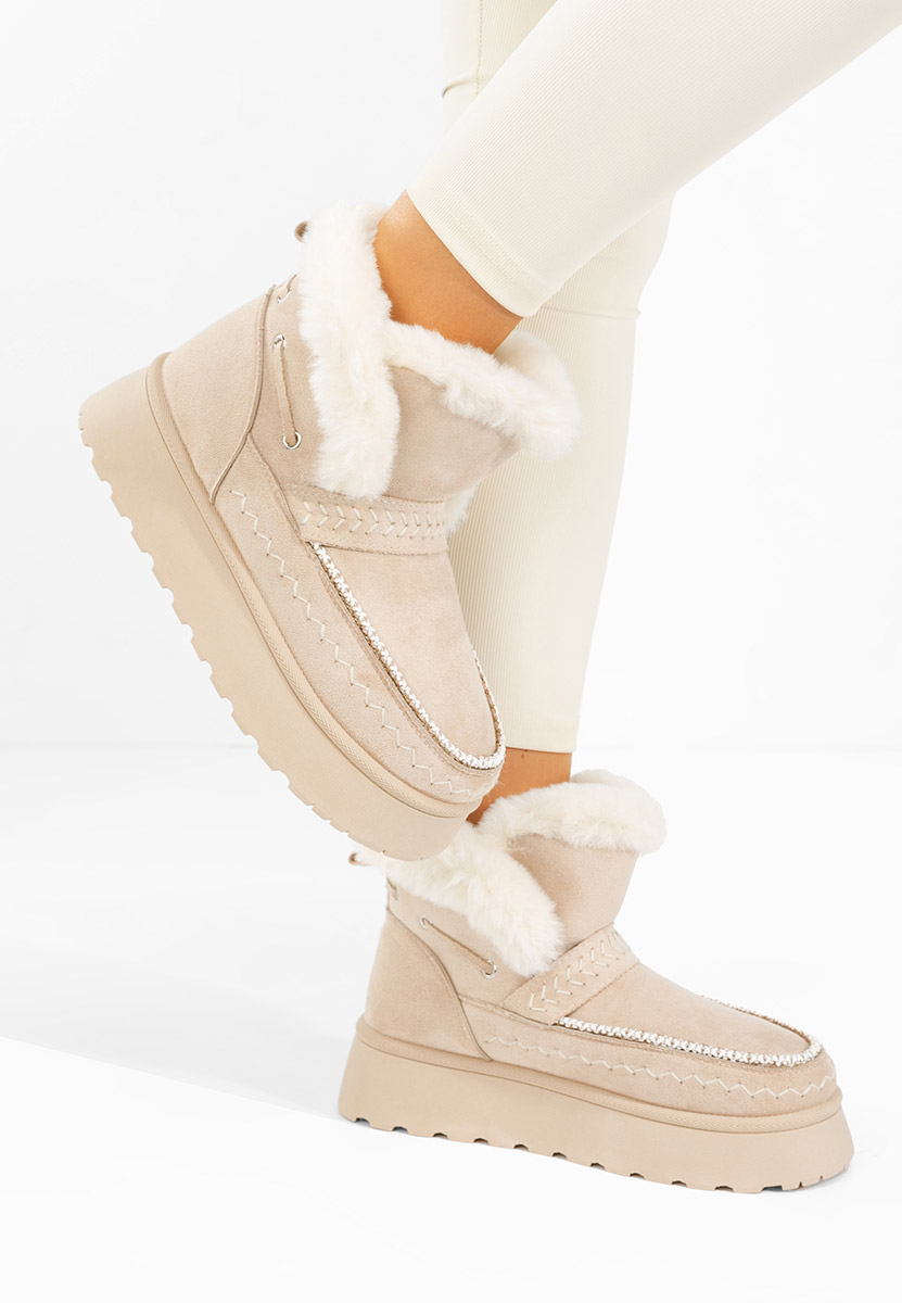 Beżowe botki damskie ocieplane Tavoria V2