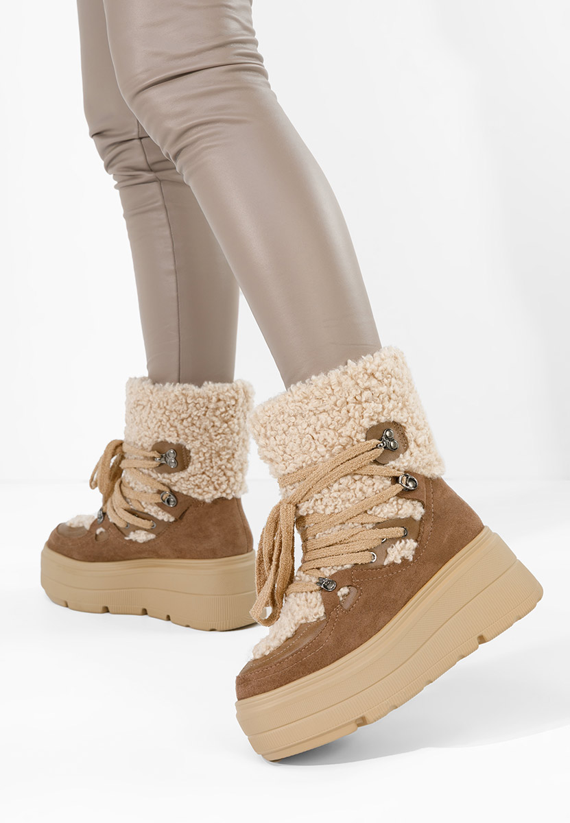 Beżowe botki na platformie Norelia