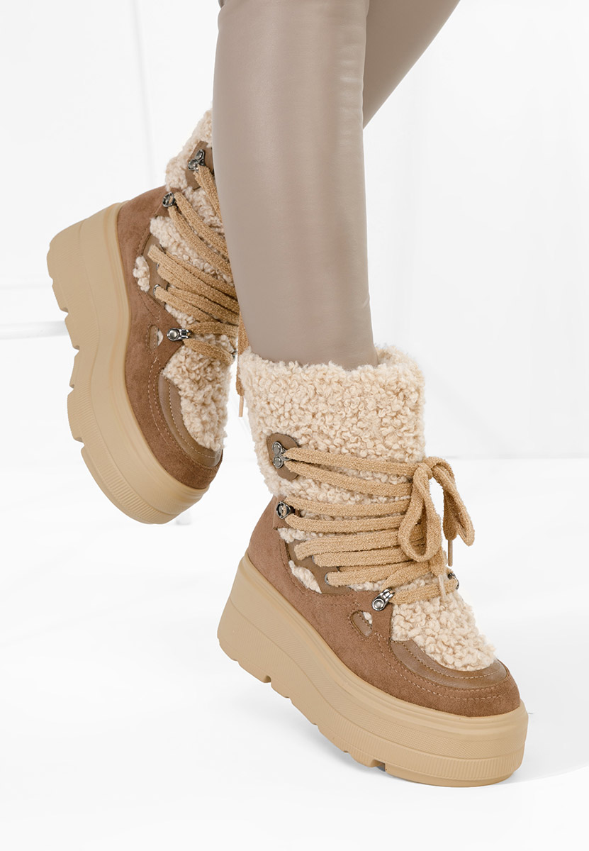 Beżowe botki na platformie Norelia
