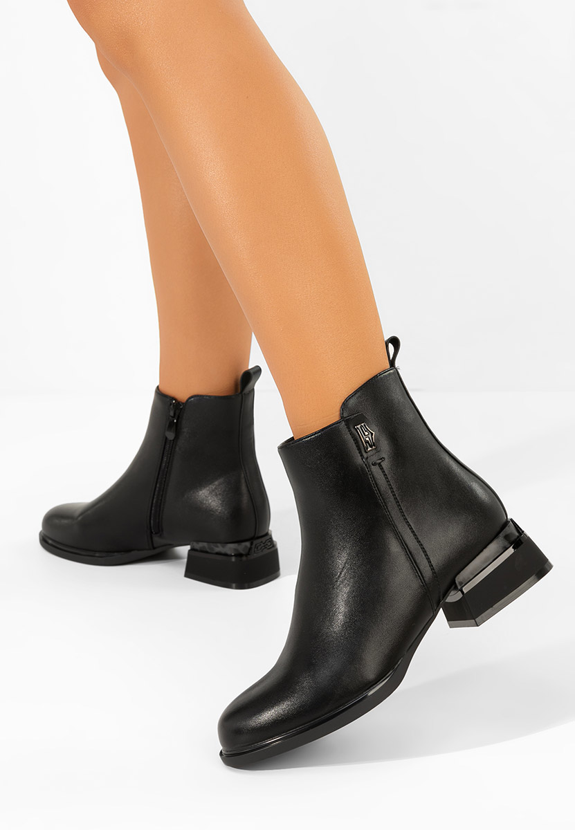 Czarne botki płaskie Ellenia