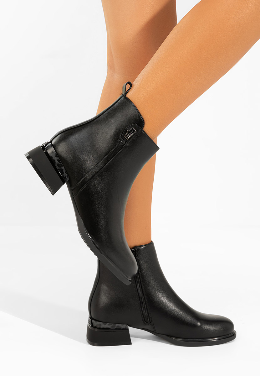 Czarne botki płaskie Ellenia