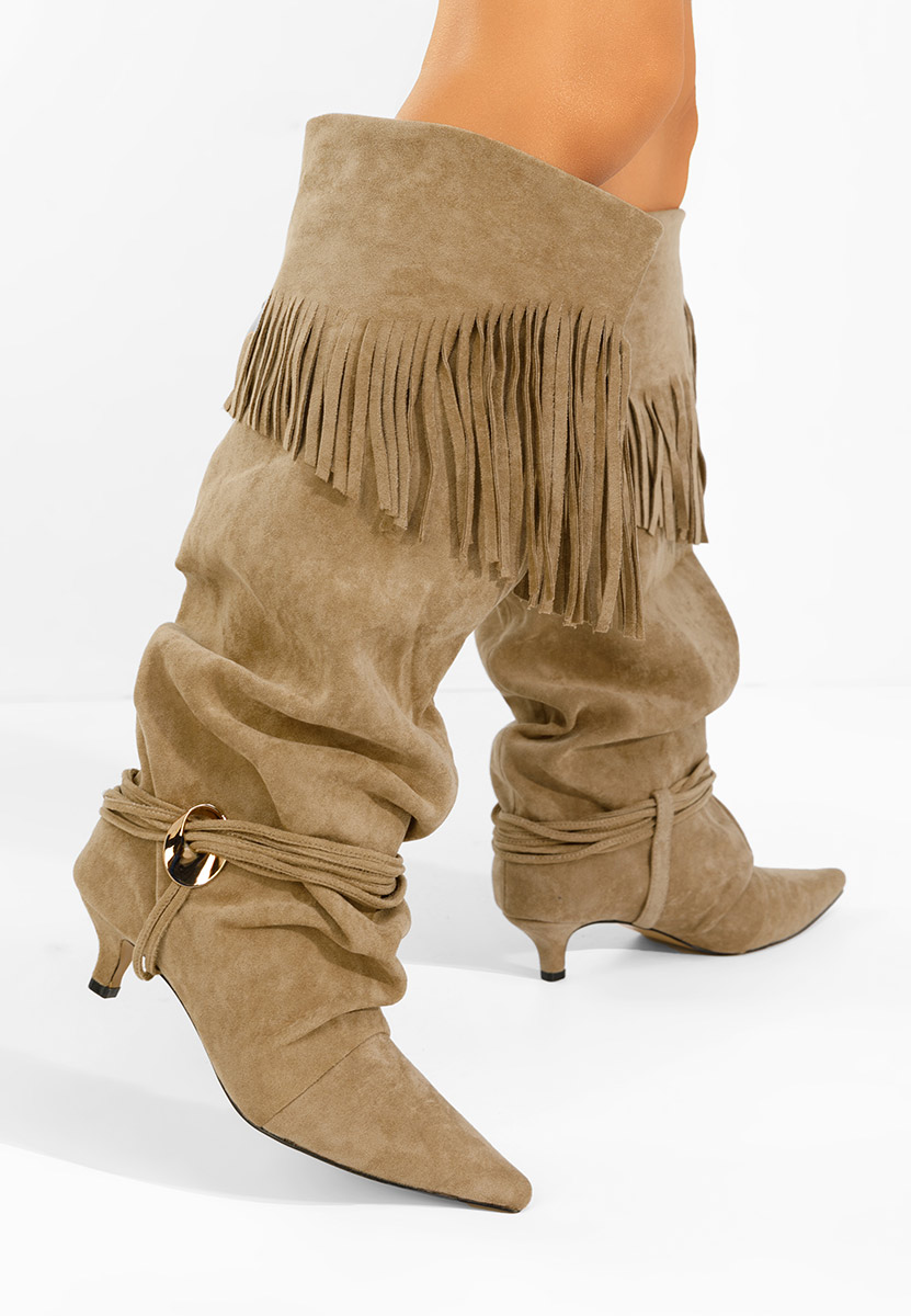 Khaki wysokie kozaki Marcela