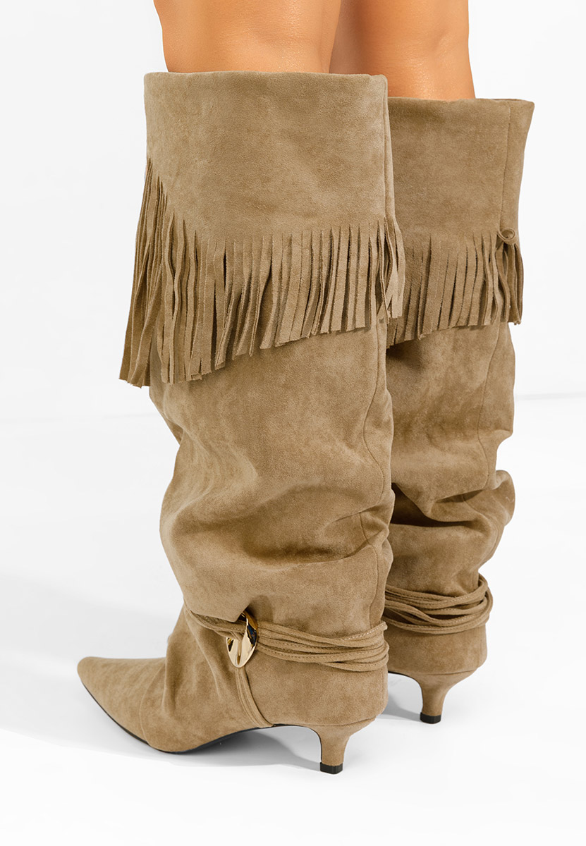 Khaki wysokie kozaki Marcela