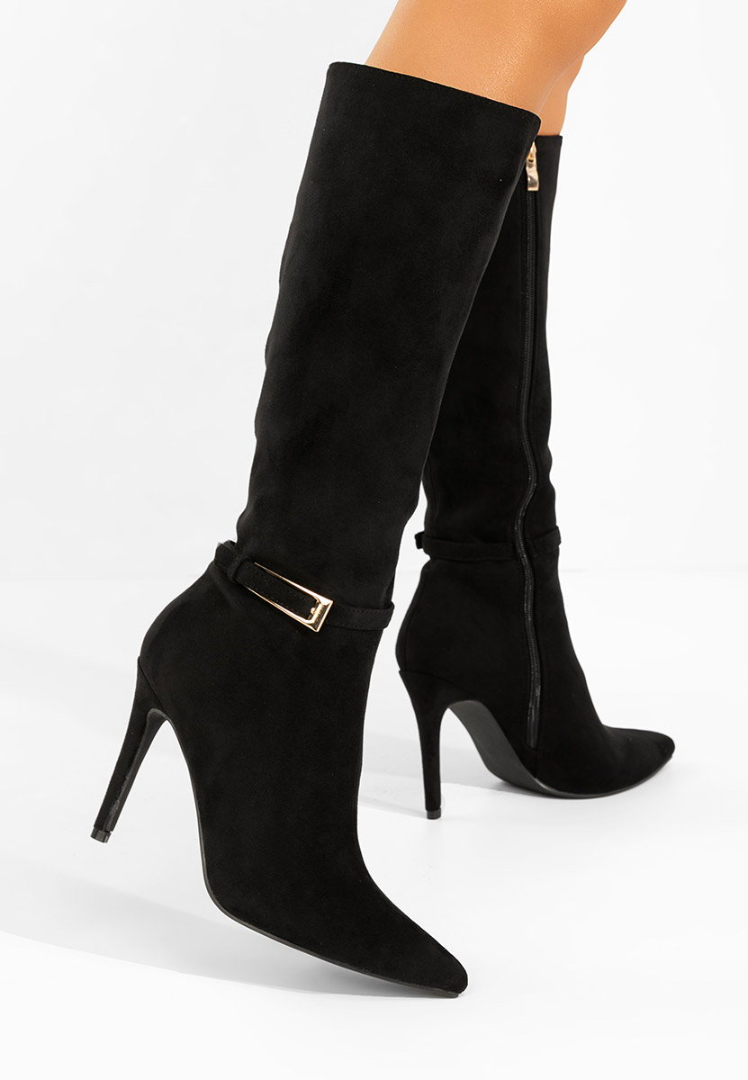 Czarne kozaki na szpilce Narcisia