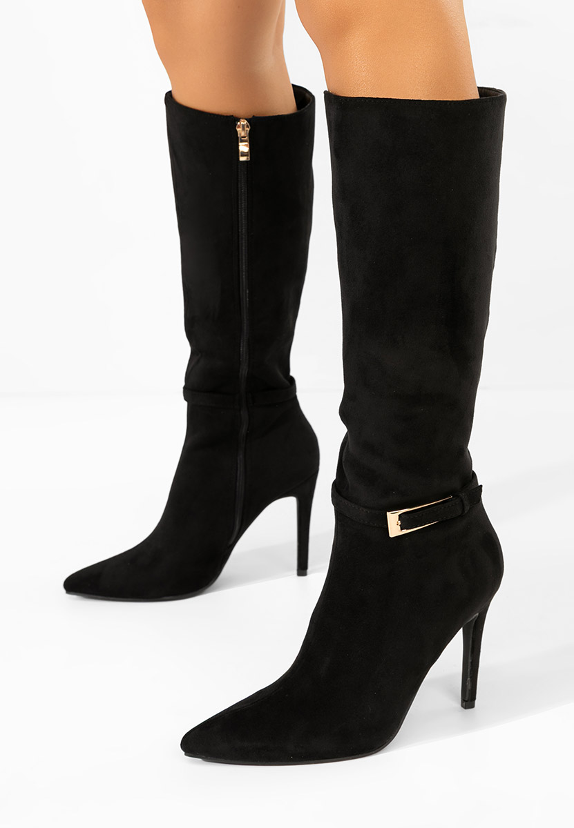 Czarne kozaki na szpilce Narcisia