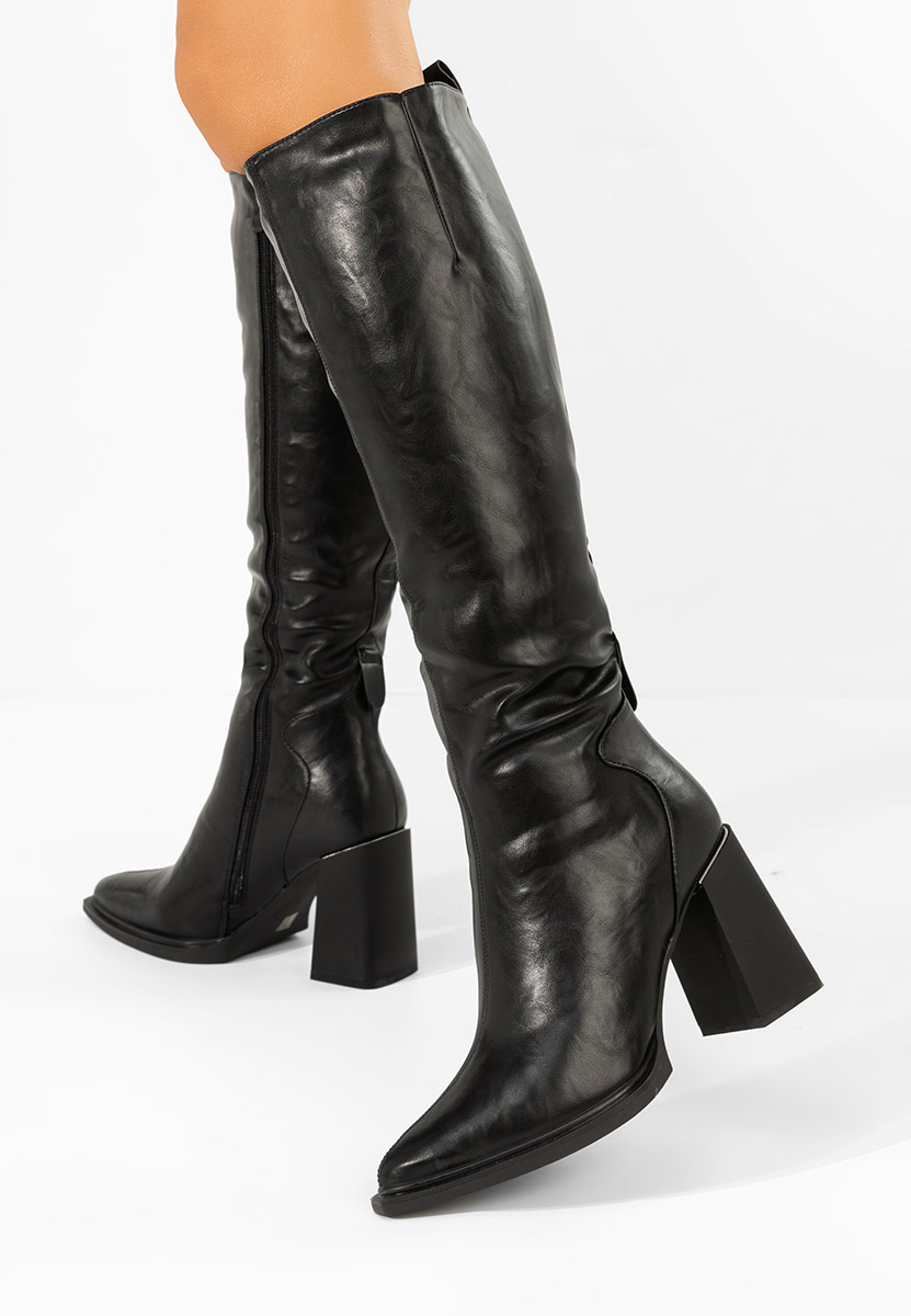 Czarne kozaki na słupku Ricardia