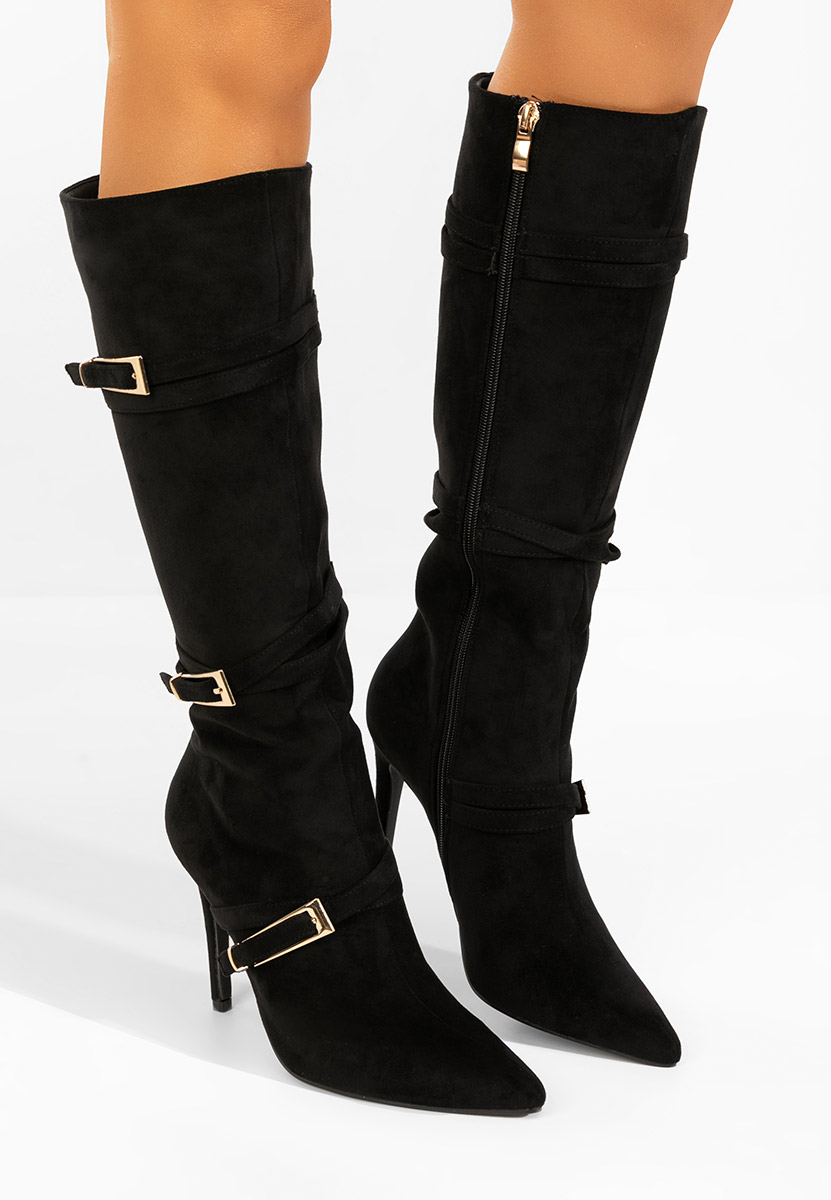 Czarne kozaki na szpilce Ernesia