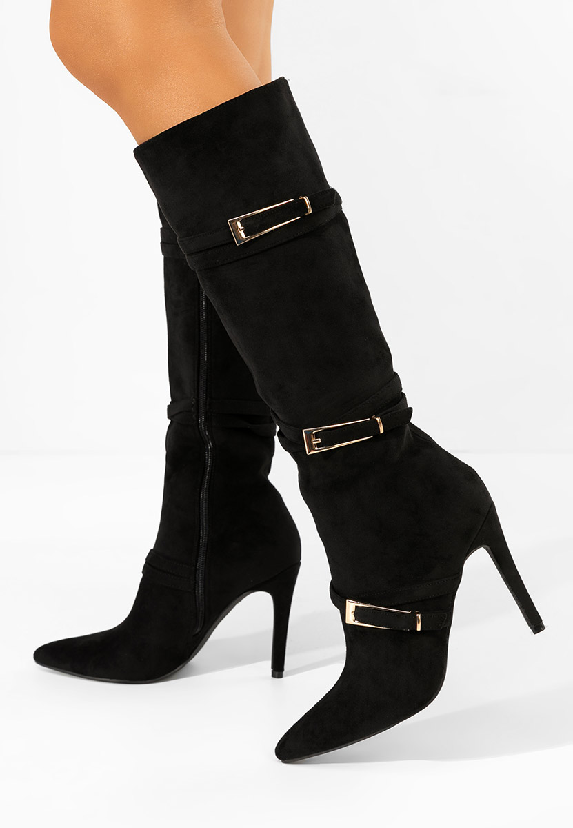 Czarne kozaki na szpilce Ernesia