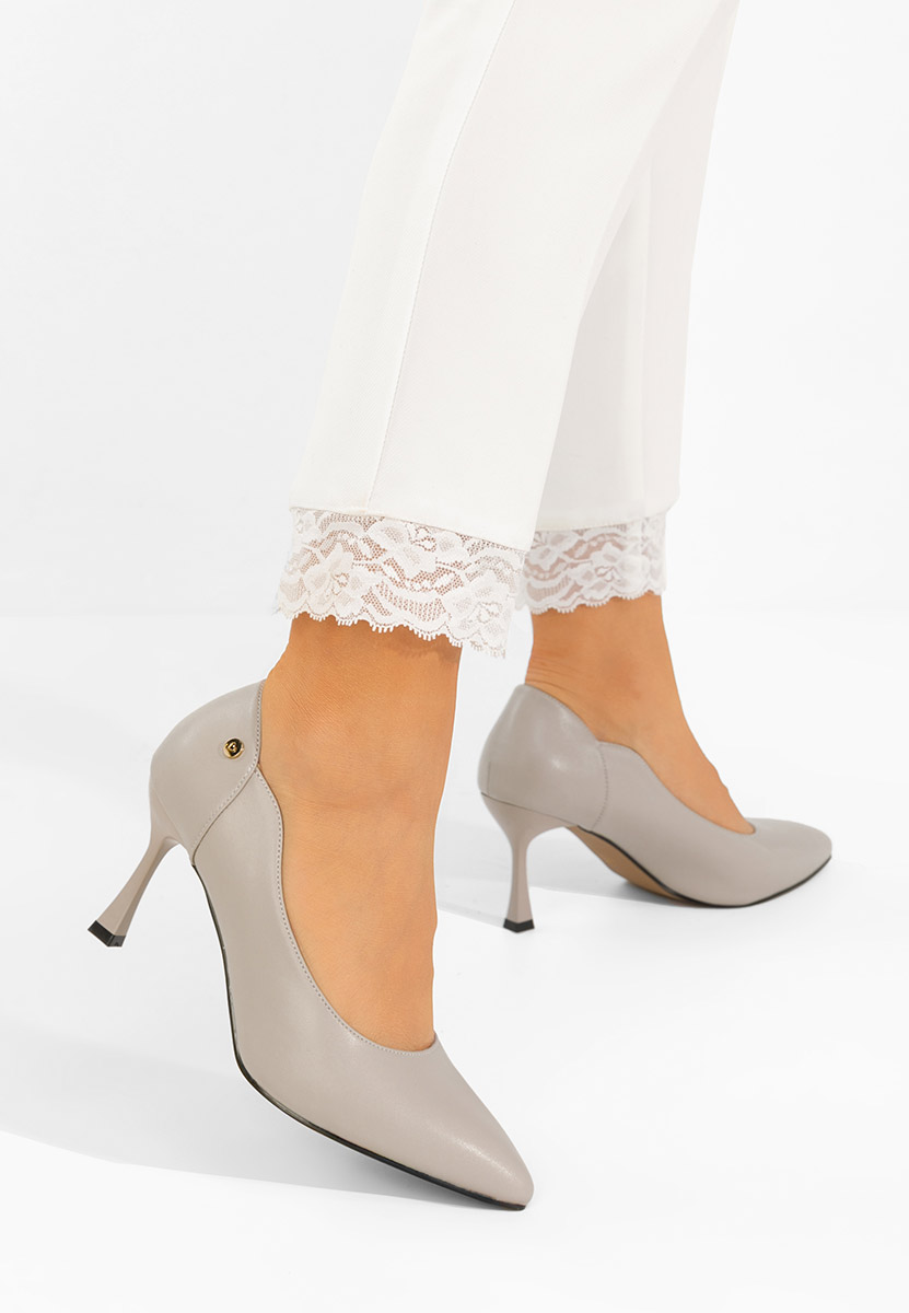 Szare czółenka na szpilce Karita