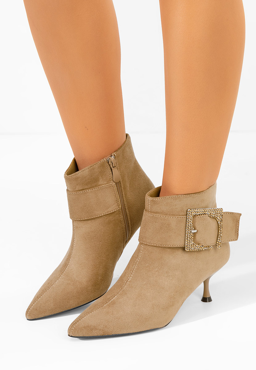 Khaki botki na szpilce Karlene