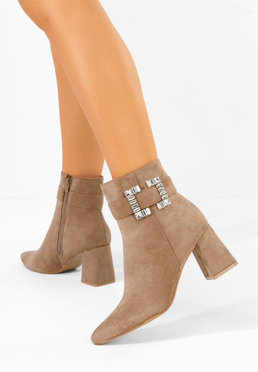Khaki botki na obcasie Lievine
