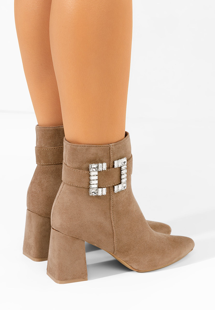 Khaki botki na obcasie Lievine