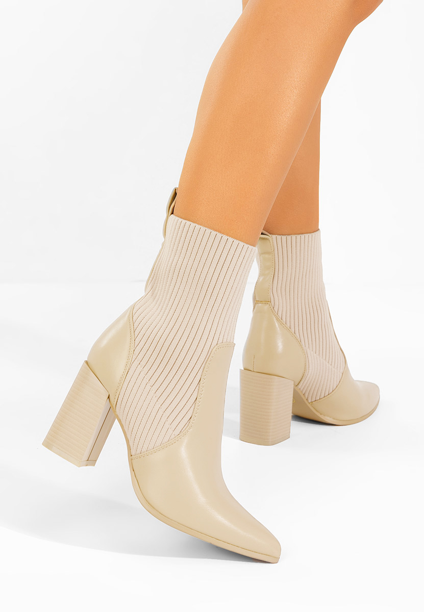 Khaki botki na słupku Vinuele V2