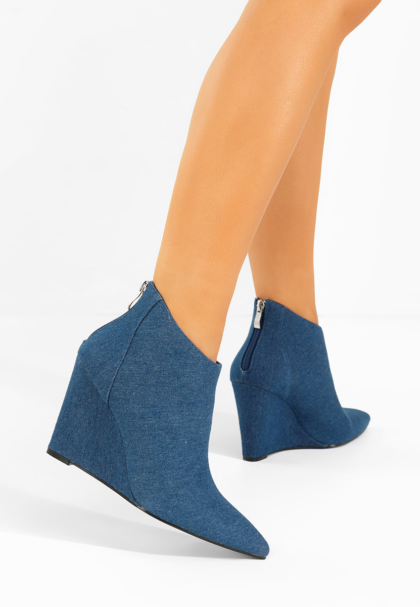 Granatowe botki na koturnie Shenna V4