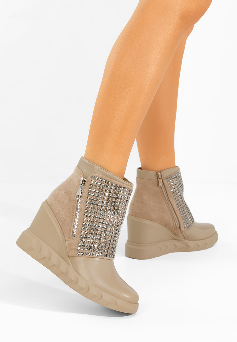 Khaki botki na koturnie Ismelora