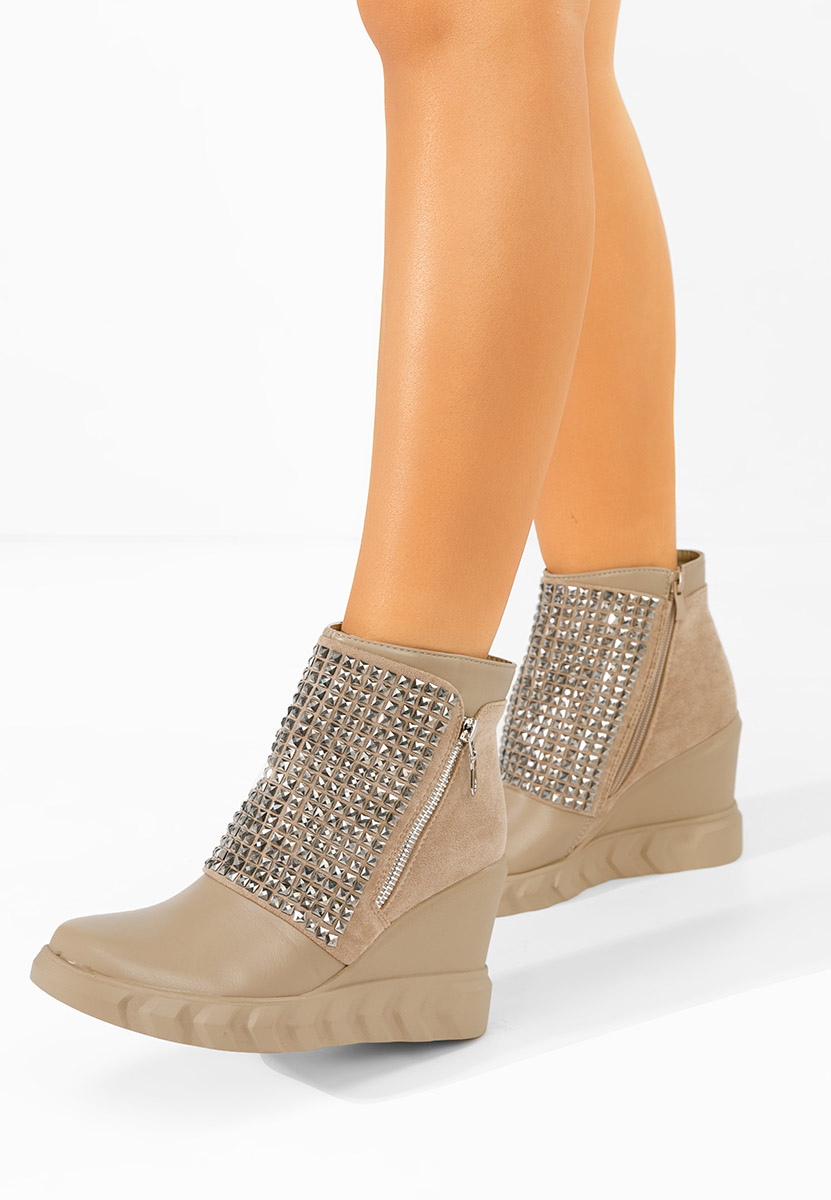 Khaki botki na koturnie Ismelora