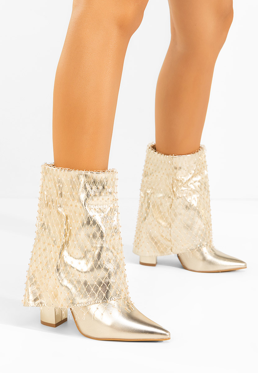 Złote botki na słupku Almaria V2