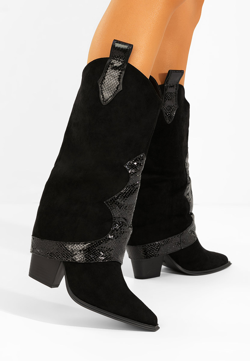 Czarne kozaki kowbojki damskie Nistora