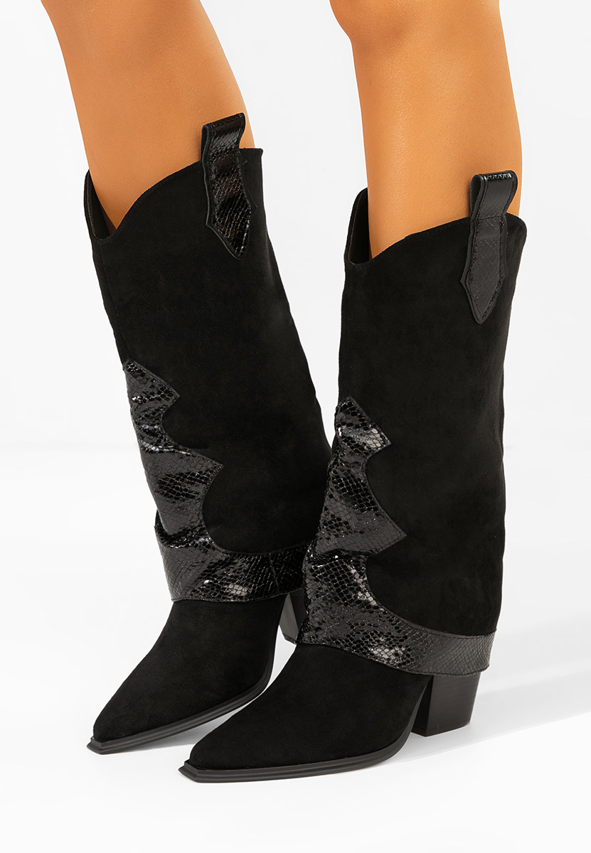 Czarne kozaki kowbojki damskie Nistora