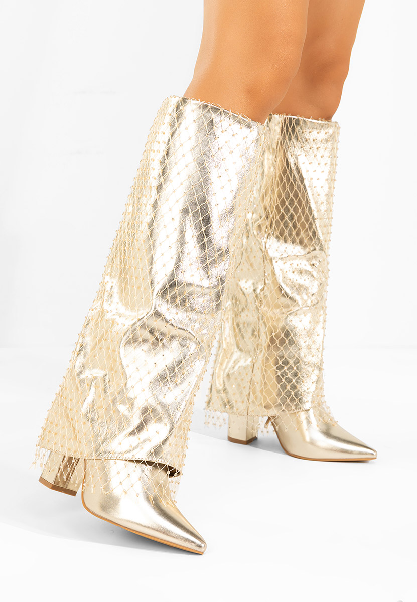 Złote wysokie kozaki Naelia