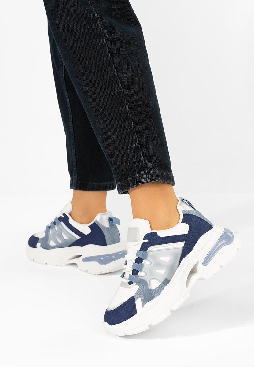 Niebieskie sneakersy na koturnie Alverisa