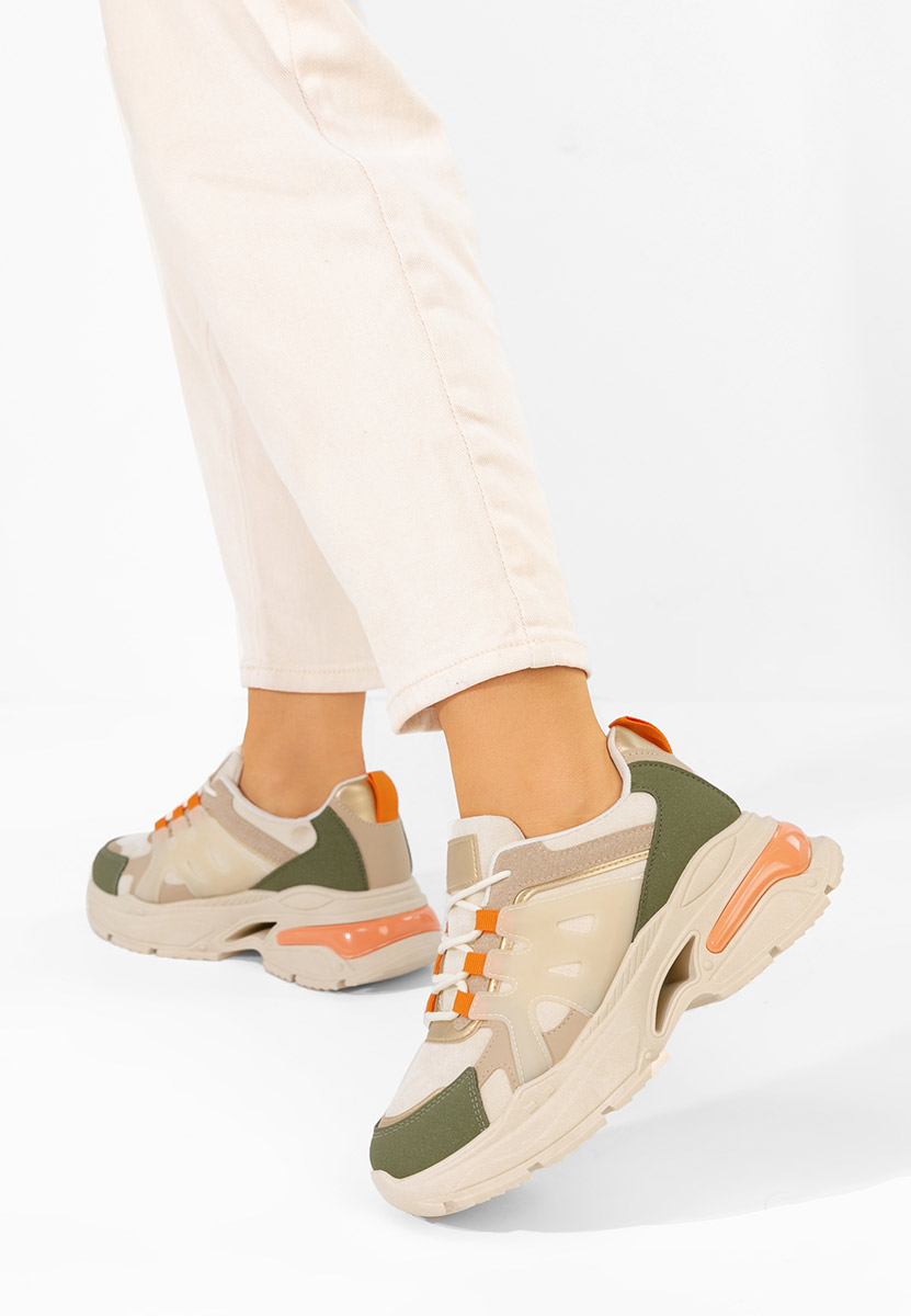 Zielone sneakersy na koturnie Alverisa