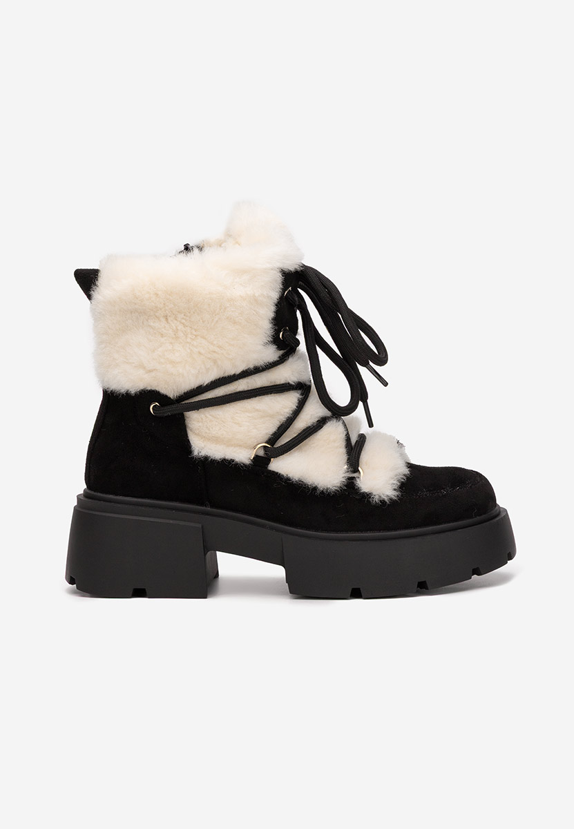 Czarne botki damskie ocieplane Aslyn