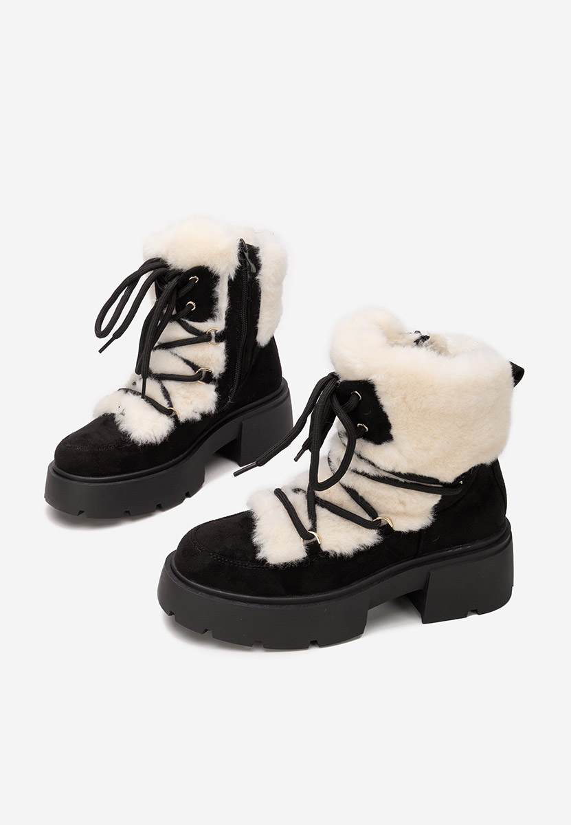Czarne botki damskie ocieplane Aslyn