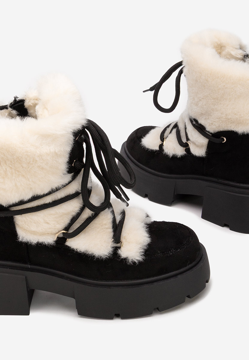Czarne botki damskie ocieplane Aslyn