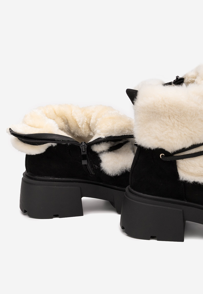Czarne botki damskie ocieplane Aslyn