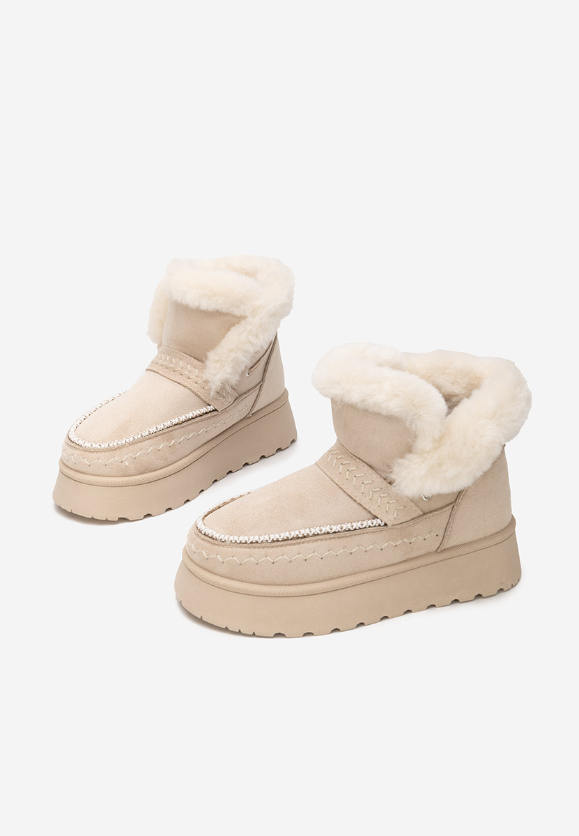 Beżowe botki damskie ocieplane Tavoria V2