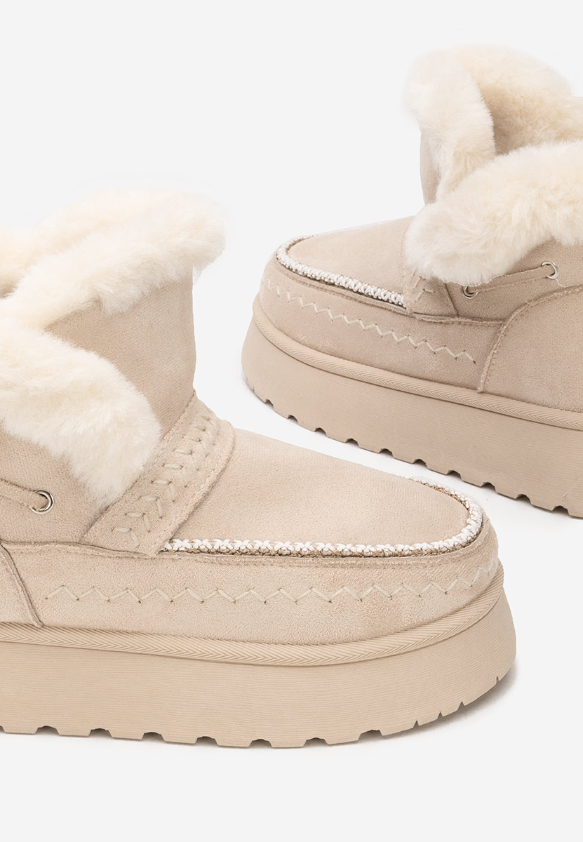 Beżowe botki damskie ocieplane Tavoria V2