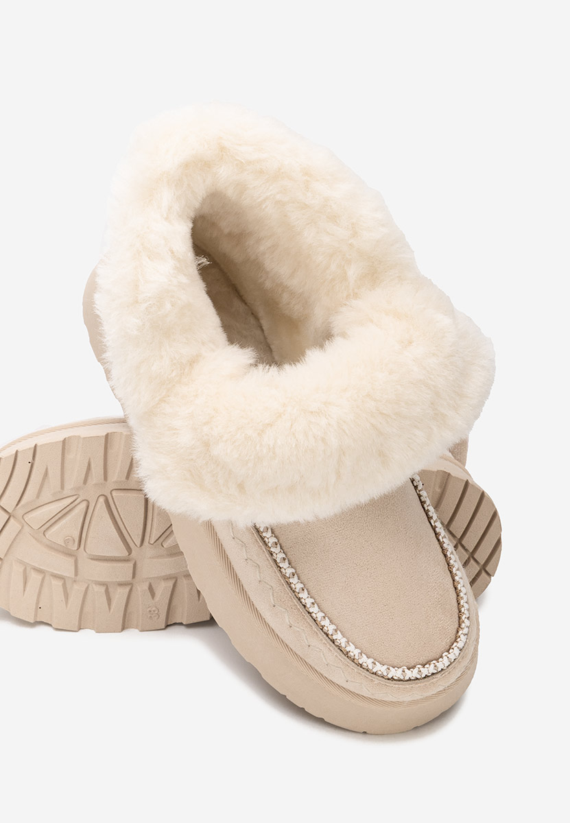 Beżowe botki damskie ocieplane Tavoria V2