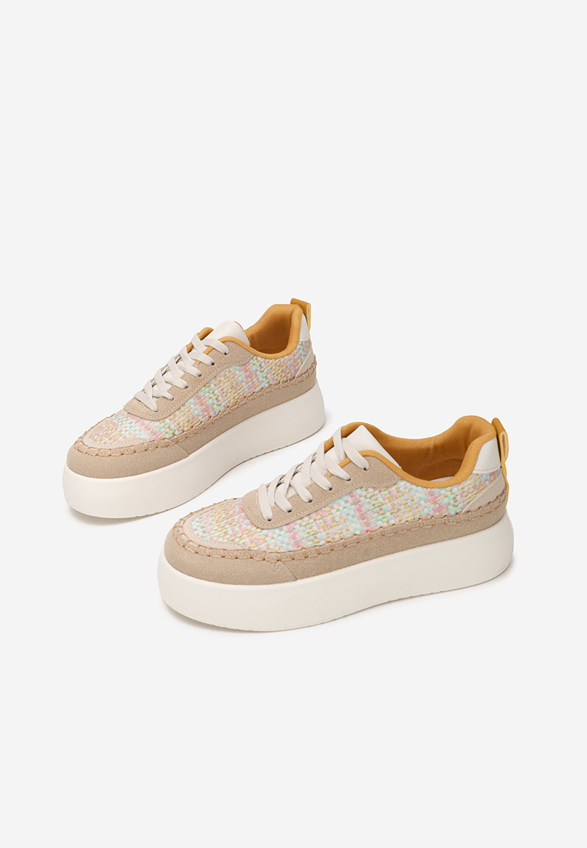 Khaki sneakersy na koturnie Cecila