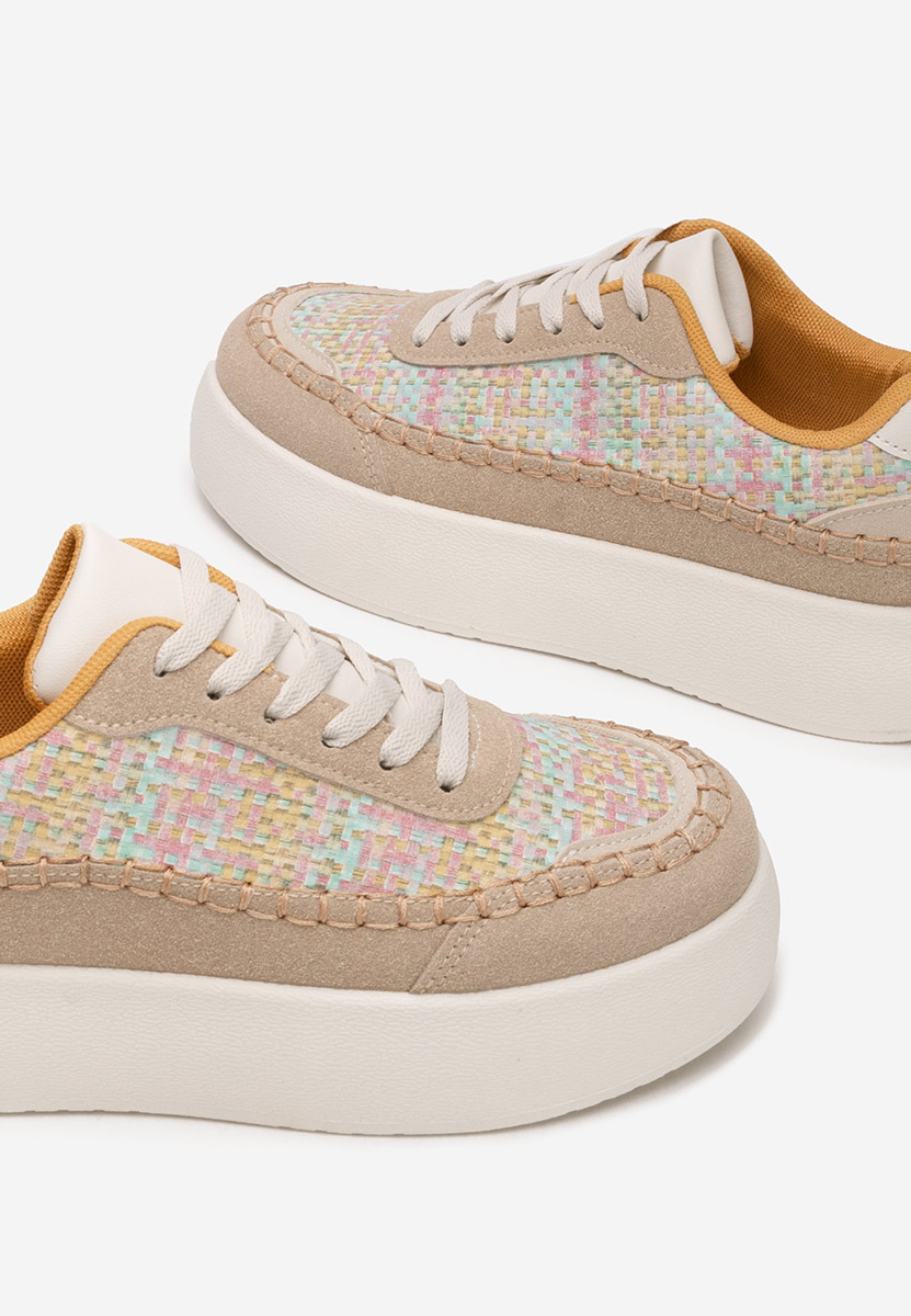 Khaki sneakersy na koturnie Cecila