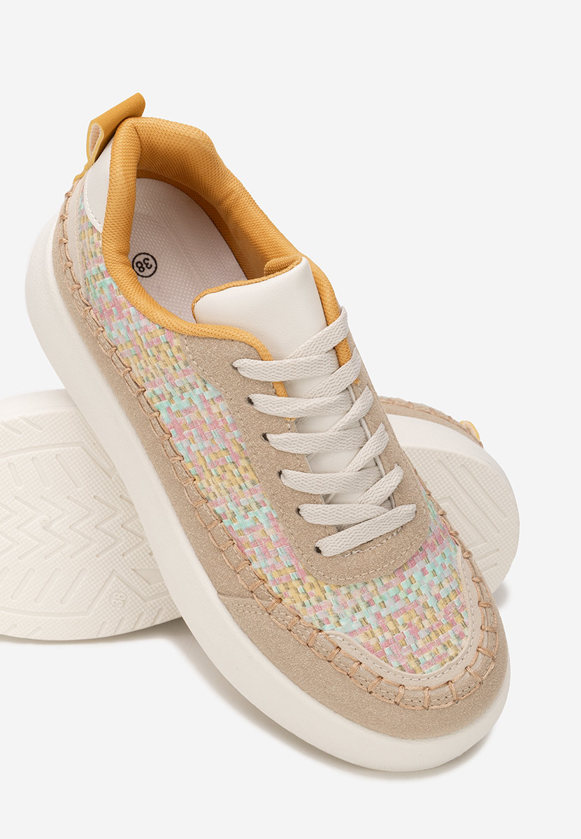 Khaki sneakersy na koturnie Cecila