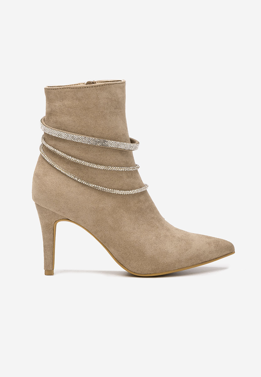 Khaki botki na obcasie Lorreta