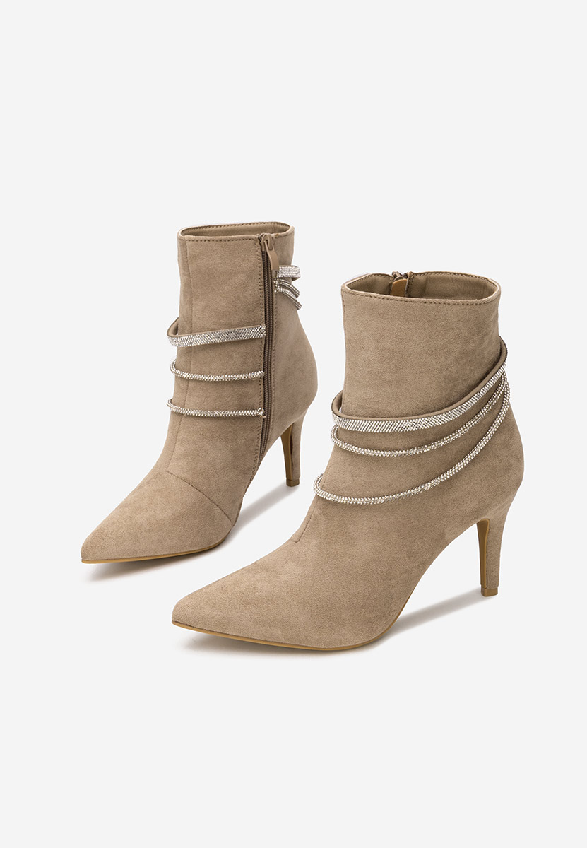 Khaki botki na obcasie Lorreta